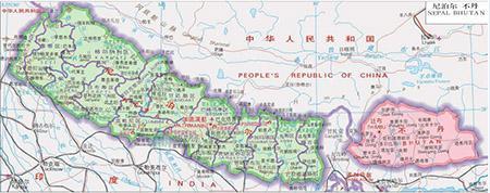 不丹地理位置图 唯一未与中国建交的亚洲国家 使用龙旗曾向中国称藩千年