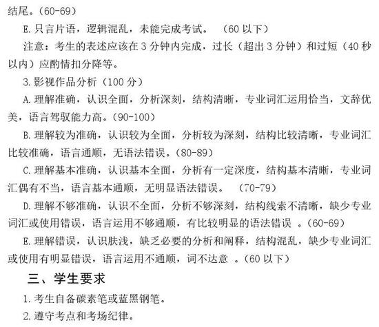 黑龙江2019年高校艺术类专业招生专业课考试说明